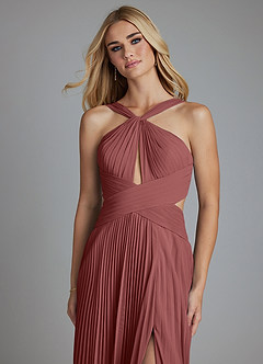 Azazie Hosanna Robes de demoiselle d'honneur Robe Trapèze en Mousseline de soie Plissée Améthyste image4