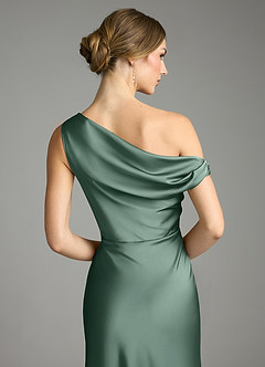 Azazie Emerson Bridesmaid Dresses Eucalyptus Mermaid Off the Shoulder Stretch Satin Dress image7