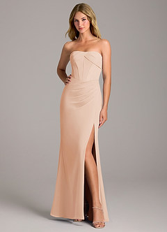 Azazie Chantel 신부 들러리 드레스 쉬스 스트랩리스 쉬폰 바닥 길이 드레스 image3