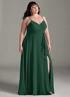 Azazie Akita Vestidos de damas de honor Vestido de Verde Oscuro de Gasa de Corte en A image7