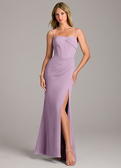 Azazie Chantel Jurken voor bruidsmeisjes Converteerbaar Jurk van Chiffon met Kolom Strapless Blauweregen image5