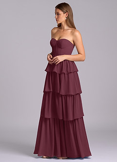 Azazie Faye Bridesmaid Dresses Cabernet A-Line Sweetheart Neckline Chiffon Dress image5