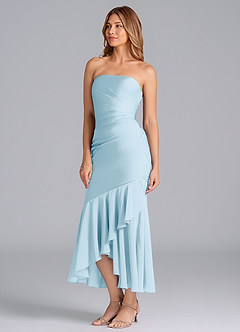 Azazie Danie Jurken voor bruidsmeisjes Jurk van Chiffon met Kolom Strapless Hemelsblauw image4