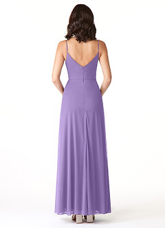 Azazie Evalin Vestidos de damas de honor Vestido de Tahití de Malla de Corte en A con Cuello en V Plisado image2