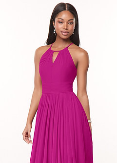 Azazie Cherish Bridesmaid Dresses Fuchsia A-Line Pleated Chiffon Dress image1