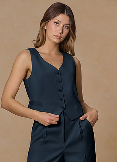front Rowan Navy Blue Refined Weave Performance vest