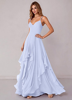 Azazie Zaina Robes de demoiselle d'honneur Robe Trapèze en Mousseline de soie Lavande image5