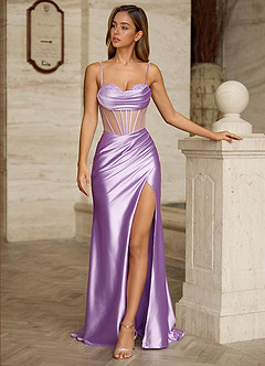 Bianca Lilac Rhinestone Cutout Corset Satin Prom Dress image5