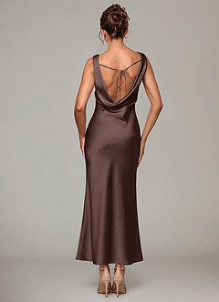 Azazie Rylina 신부 들러리 드레스 인어 주름진 스트레치 새틴 발목 길이 드레스 image6