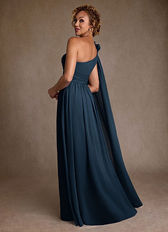 Azazie Lancaster Abiti per la Madre della Sposa Abito A-Line in Chiffon Monospalla Marino Scuro image2