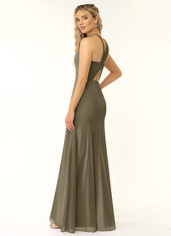 Azazie Rue Abiti da Damigella Abito A-Line in Chiffon con Scollo Halter Willow Green image4