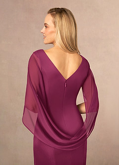 Azazie Belladonna Mother of the Bride Dresses Mulberry Mermaid Scoop Pleated Mesh Dress image6