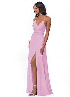 Azazie Everleigh Abiti da Damigella Abito A-Line in Chiffon con Scollo a Cuore a Pieghe Rosa Confetto image5
