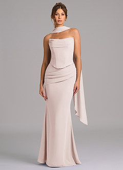 Azazie Sorrel Robes de demoiselle d'honneur Robe Sirène en Mousseline de soie Corset Rose Pétale image4