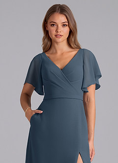 Azazie Ambrosia Bridesmaid Dresses Neptune A-Line Pleated Chiffon Dress image2
