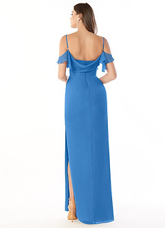 Azazie Emeralda Bridesmaid Dresses Blue Jay Sheath Off the Shoulder Chiffon Dress image2