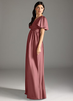 Azazie Verna Abiti da damigella d'onore premaman Abito A-Line Increspato Raso Elasticizzato Floor-Length image7