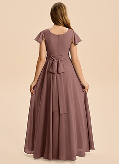 Azazie Cady Junior Abito A-Line in Chiffon Plissettato Espresso image2