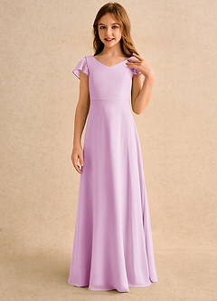 Azazie Nari Girls Formal Flower Girl Dresses Candy Pink A-Line with Sleeves Chiffon Dress image5