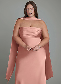 Azazie Saylor Vestidos de damas de honor Vestido Rosetón de Satén Elástico de Corte Sirena con Palabra de honor image18