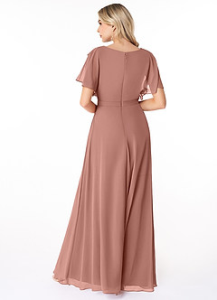 Azazie Aaliyah Modest Bridesmaid Dresses A-Line Scoop Pleated Chiffon Floor-Length Dress image2