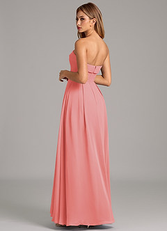 Azazie Lucienne Bridesmaid Dresses Coral A-Line Strapless Chiffon Convertible Dress image2
