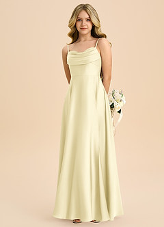 Azazie Bear Junior Abito A-Line in Raso Elasticizzato Scollo a Cuore Sorbetto Al Limone image6