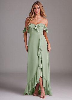 Azazie Lyra Bridesmaid Dresses Dusty Sage A-Line Chiffon Convertible Dress image1