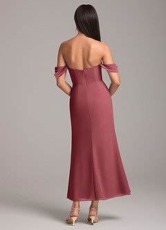 Azazie Saige Vestidos de damas de honor Vestido de Merlot de Gasa de Corte Recto Convertible con Vestidos sin tirantes image5