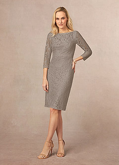 Azazie Madrid laatste Uitverkoop Schede Jurk van Kant Taupe image1