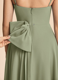 Azazie Bear Junior Pistachio A-Line Pleated Chiffon Dress image8