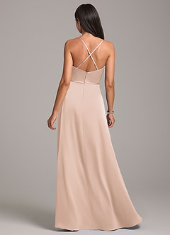 Azazie Naeem Robes de demoiselle d'honneur Robe Trapèze en Satin extensible Rose Pâle image6