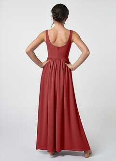 Azazie Keyla Junior Rust A-Line Pleated Chiffon Dress image2