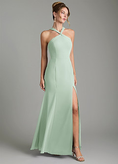 Azazie Rue Bridesmaid Dresses Agave A-Line Halter Chiffon Dress image1