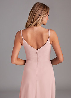 Azazie Daenerys Bridesmaid Dresses Powder Pink A-Line Cowl Chiffon Dress image7