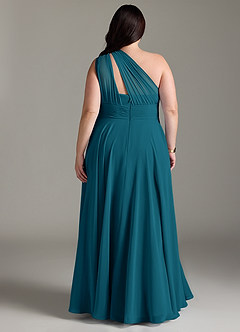 Azazie Charlize Bridesmaid Dresses Ink Blue A-Line One Shoulder Chiffon Dress image8