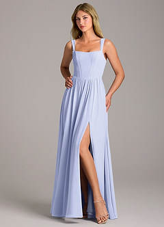 Azazie Rosaline Bridesmaid Dresses Lavender A-Line Side Slit Chiffon Dress image5