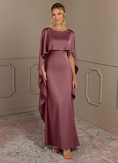 Azazie Eli Mother of the Bride Dresses Desert Rose Sheath Boatneck Stretch Satin Dress image1