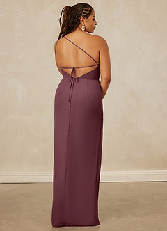 Christian Siriano Bridal for Azazie 1003 Bridesmaid Dresses Sangria Sheath One Shoulder Chiffon Dress image15