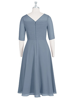 Azazie Naomi Mother of the Bride Dresses Twilight A-Line Boatneck Pleated Chiffon Dress image8