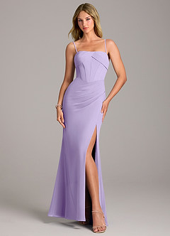 Azazie Chantel Bridesmaid Dresses Lilac Sheath Strapless Chiffon Convertible Dress image5