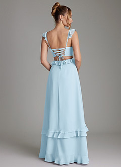 Azazie Malaya Bridesmaid Dresses Sky Blue A-Line Corset Chiffon Dress image2