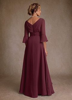 Azazie Eire vestidos de madre de la novia Vestido de Cabernet de Gasa de Corte en A con Plisado image2