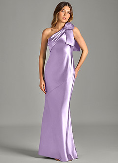 Azazie Yuanna Brudtärnklänningar Klä av Sjöjungfru i Metallisk satin Ena axeln Lila image4