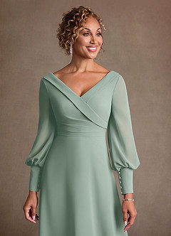 Azazie Paterson Mother of the Bride Dresses Agave A-Line Pleated Chiffon Dress image6