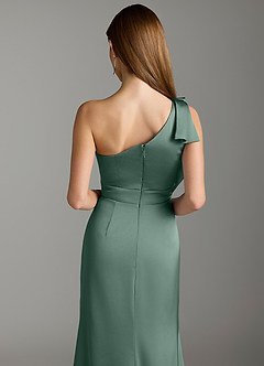 Azazie Rinna Bridesmaid Dresses Eucalyptus Mermaid Ruched Stretch Satin Dress image7