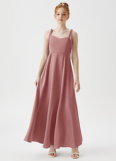 Azazie Rosey Junior Dusty Rose A-Line Sweetheart Neckline Stretch Satin Dress image4
