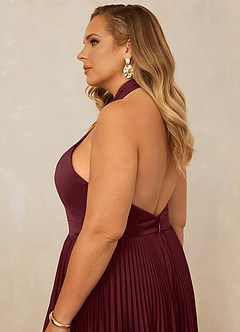 Christian Siriano Bridal for Azazie 1007 Bridesmaid Dresses Cabernet A-Line Pleated Stretch Satin Dress image9
