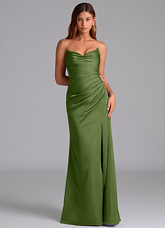 Azazie Claudelle Suknie dla druhen Syrena Bez ramiączek Satyna elastyczna Do ziemi Sukienka image6