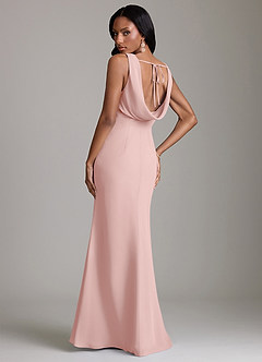 Azazie Linelle Bridesmaid Dresses Powder Pink Mermaid Pleated Chiffon Dress image2